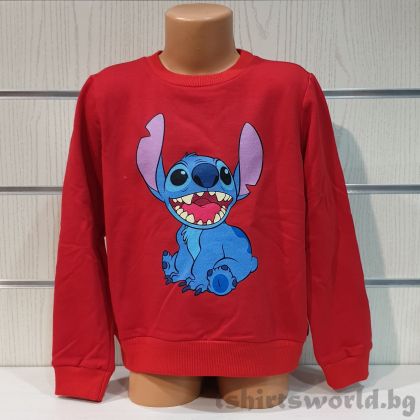 Детска ватирана блуза с дълъг ръкав Стич (Stitch) в червен цвят