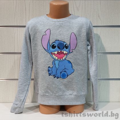 Детска ватирана блуза с дълъг ръкав Стич (Stitch) в сив цвят