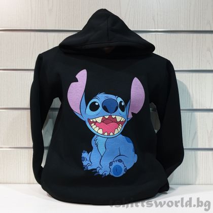 Мъжки суитшърт с героя Стич (Stitch) в черен цвят