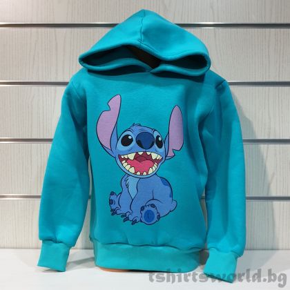 Мъжки суитшърт с героя Стич (Stitch) в зелен цвят