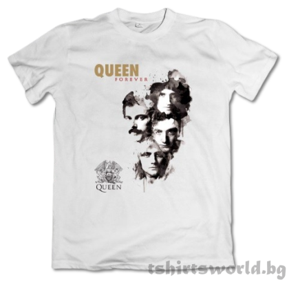 Мъжка тениска на музикалната група QUEEN в бял цвят