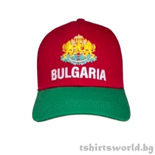 Шапка с козирка България в червен цвят, Унисекс