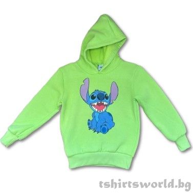 Детски суитшърт Стич (Stitch) в зелен цвят