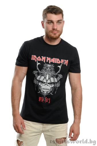 Мъжка тениска на музикалната група  IRON MAIDEN -  Senjutsu Samurai Eddie Graphic Navy, Печат Отпред и на Гърба