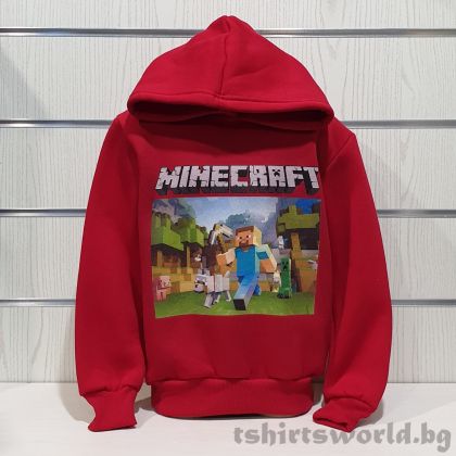 Детски суитшърт MINECRAFT (Майнкрафт) в червен цвят