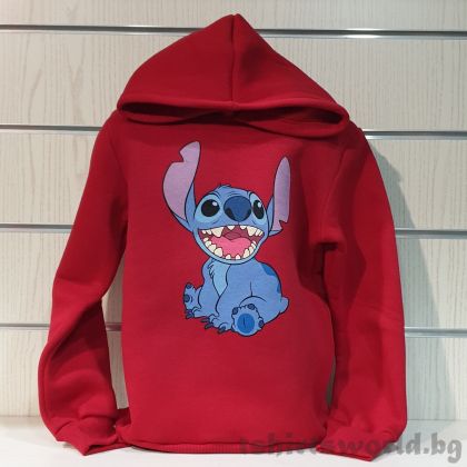 Детски суитшърт Стич (Stitch) в червен цвят