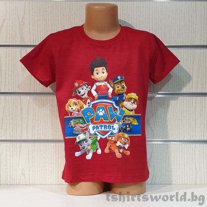 Детска тениска Paw Patrol (Пес Патрул) в червен цвят