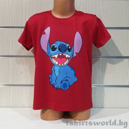 Детска тениска Стич (Stitch) в червен цвят