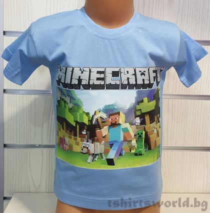 Детска тениска MINECRAFT (Майнкрафт) в светлосин цвят