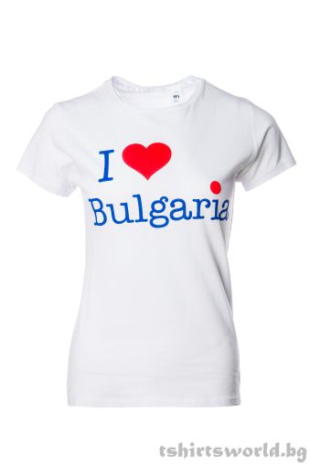 Дамска тениска I Love Bulgaria, България в бял цвят