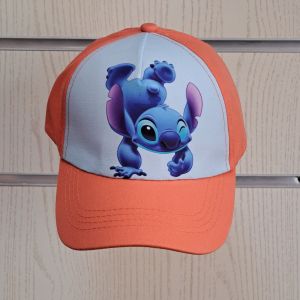 Детска шапка с козирка със Стич (Stitch) в цвят корал, от 3 до 15 години