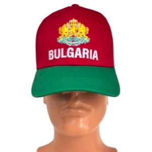 Шапка с козирка България в червен цвят, Унисекс