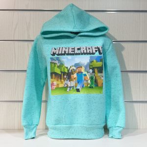 Детски суитшърт MINECRAFT (Майнкрафт) в цвят светлозелен меланж