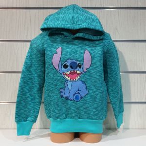 Детски суитшърт Стич (Stitch) в цвят зелен меланж