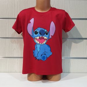 Детска тениска Стич (Stitch) в червен цвят