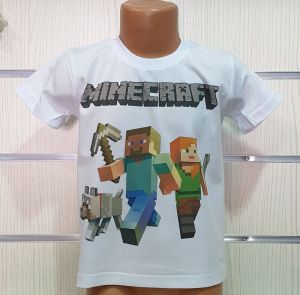 Детска тениска MINECRAFT (Майнкрафт) в бял цвят