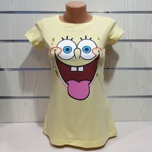 Дамска тениска Спондж Боб, Спондж Боб Квадратни гащи, SpongeBob, Бледожълт цвят